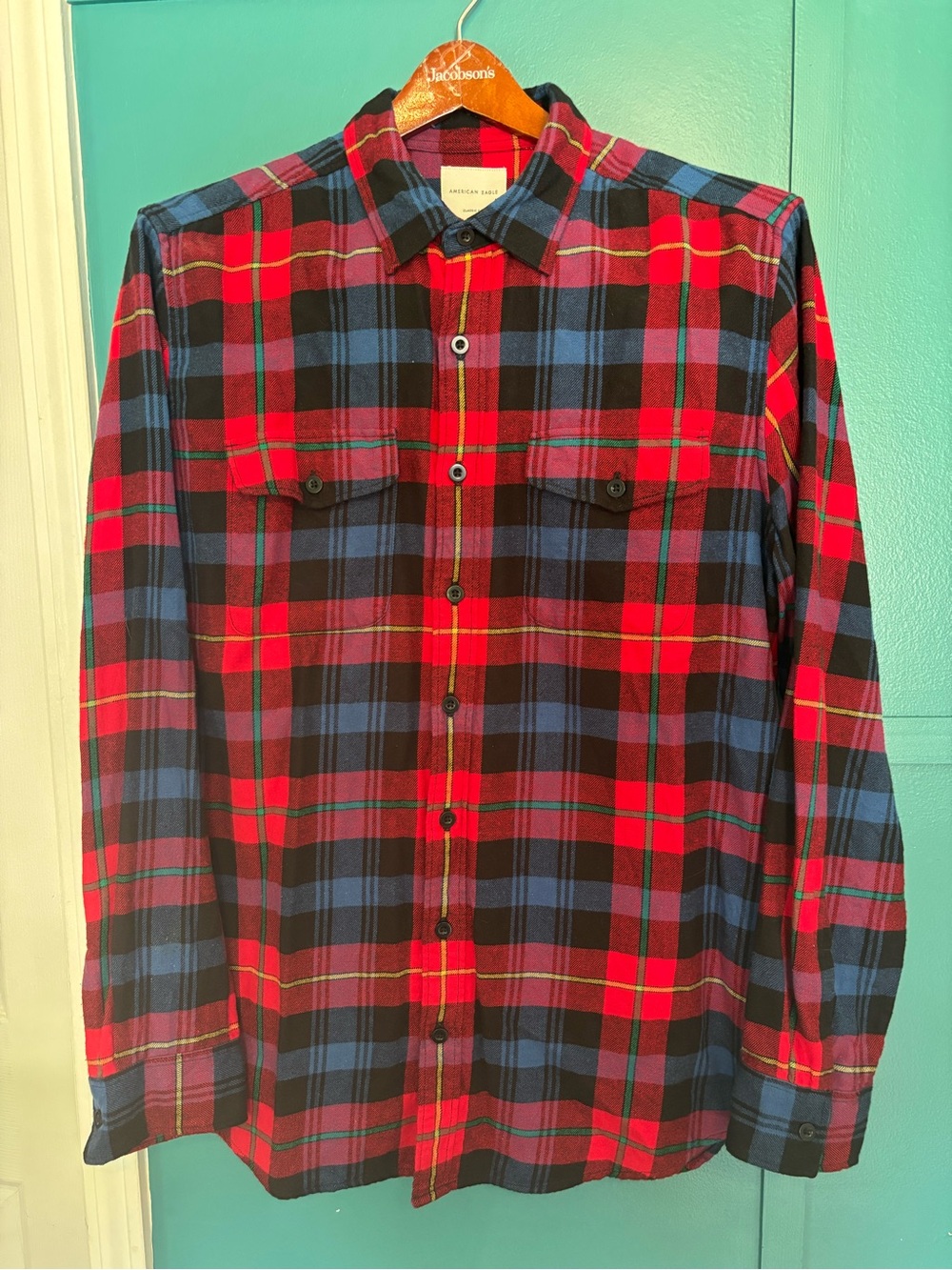 American Eagle Outfitters Plaid Button-Down Shirt 100% | Cotton Size | Size XLT